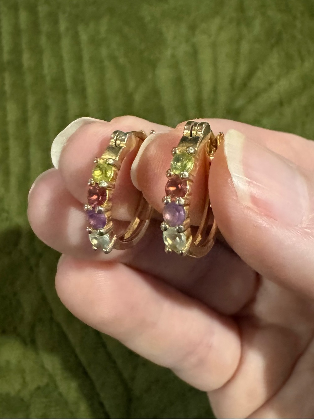 Dainty PAJ Gold Plated 925 Sterling Silver Multi-Gem Hoop Earrings